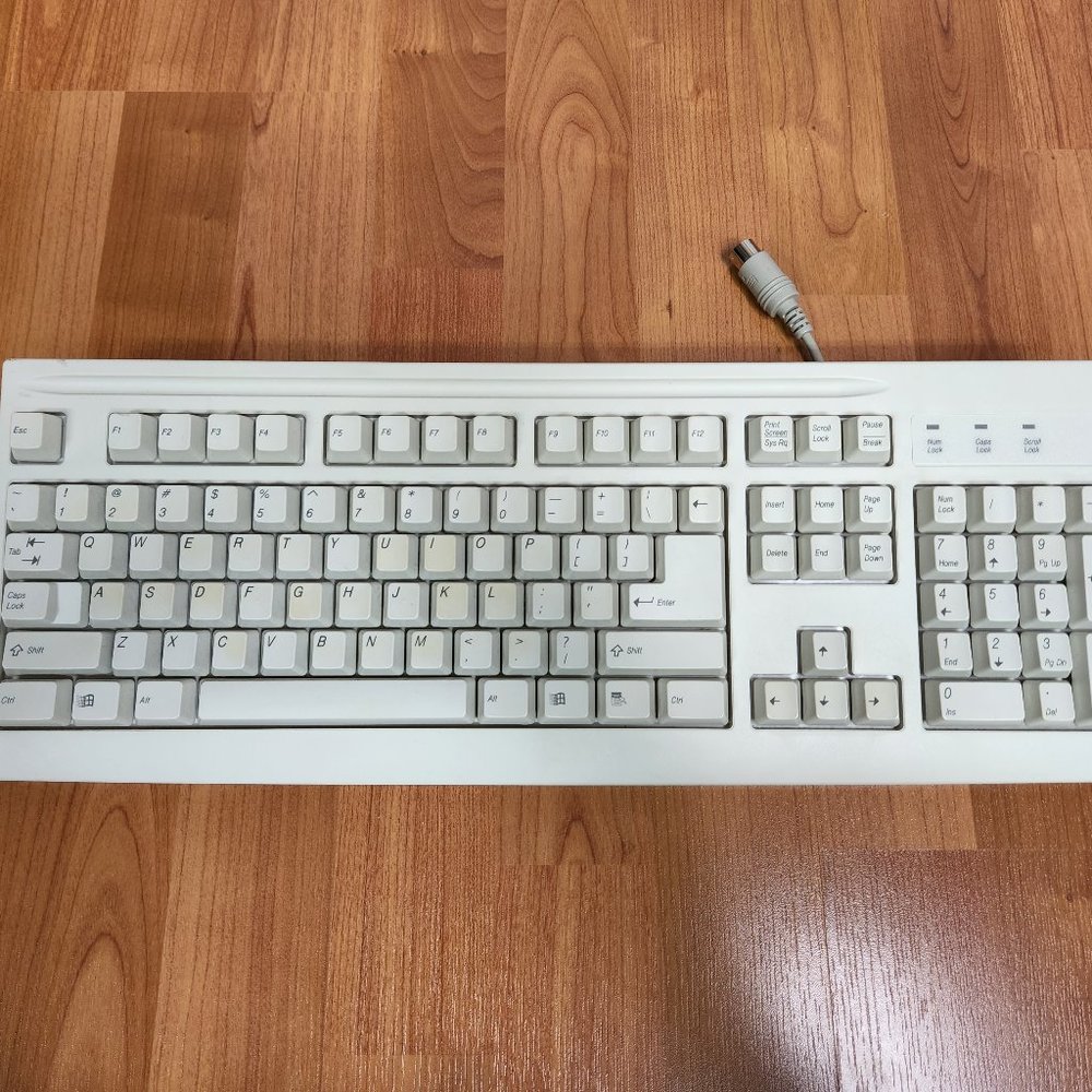 Mitsumi Standard Wired AT Keyboard, Ivory, AT Computer Keyboard, Model KFK-EA4XA